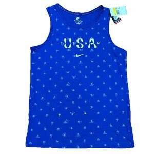 Nike USA Team Club Tank Top Men's Small Blue All Over Print FN0879-417 New Tags